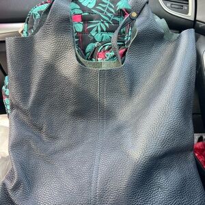 Elegant Black Leather Tote Bag Italian purse